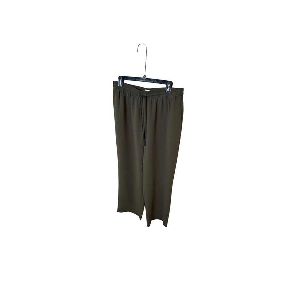 Wilfred Aritzia Womens Olive Green Elastic Waist Drawstring Straight Leg Pants L
